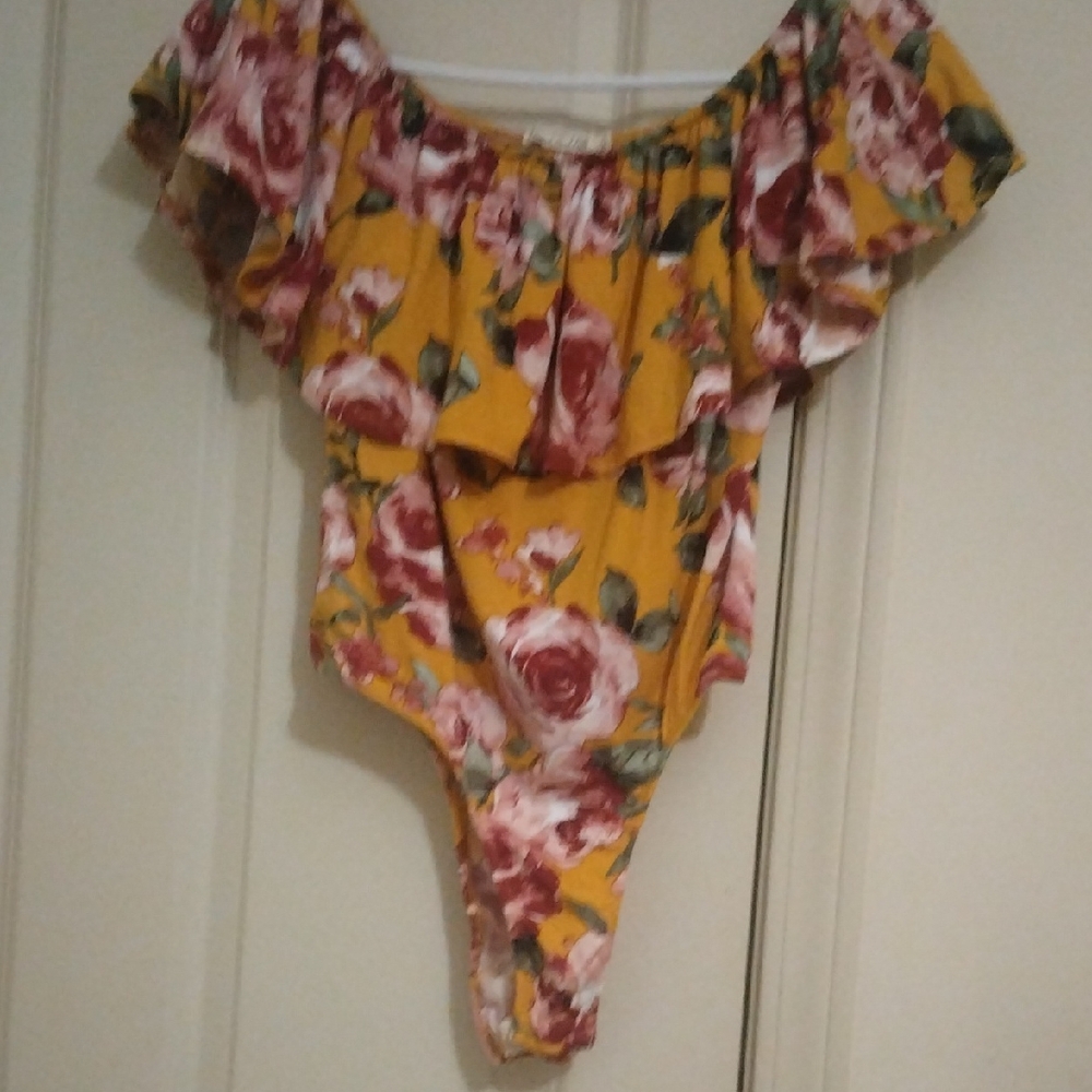Heart Hips Yellow and Pink Ruffled Bodysuit